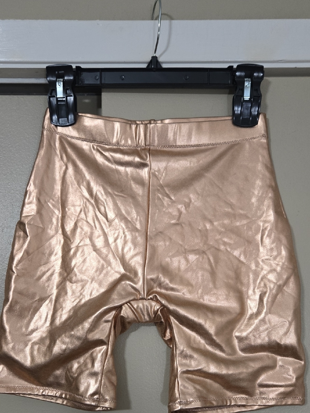 SKIMS Metallic Rose Gold Swim Shorts